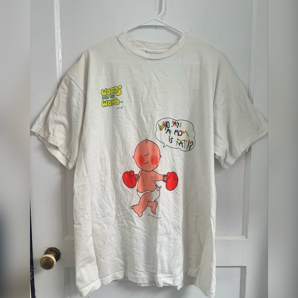 Vintage 90”s Words From The Womb “Who Says My Mom Is Fat” shirt One Size - Picture 1 of 5